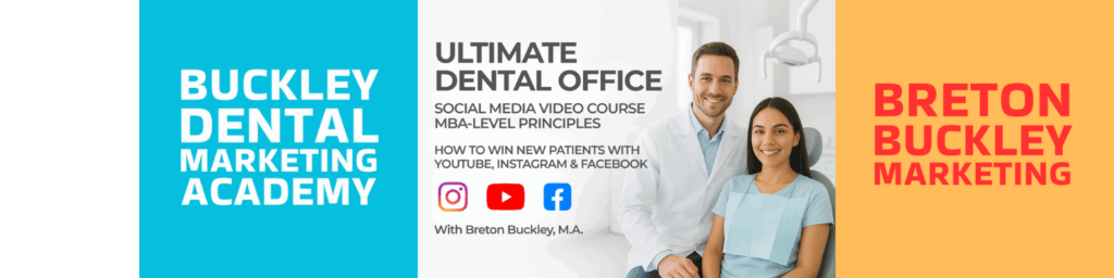 Dental marketing course promotion with smiling professionals.